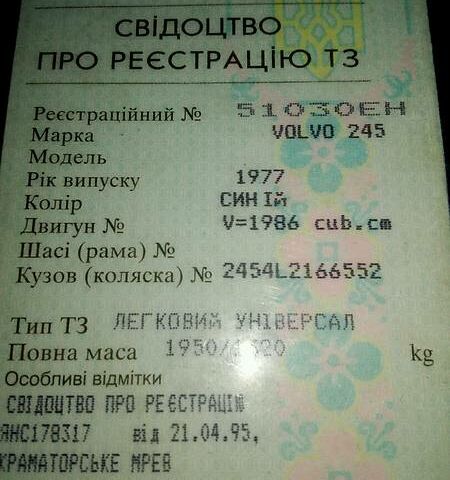Синій Вольво 245, об'ємом двигуна 1.99 л та пробігом 33 тис. км за 874 $, фото 1 на Automoto.ua