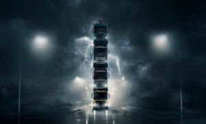 Volvo Trucks построили башню из грузовых автомобилей фото