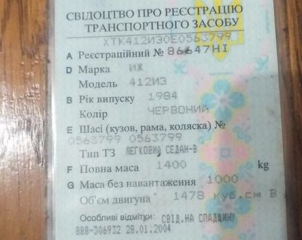 Червоний Москвич/АЗЛК 412, об'ємом двигуна 1.5 л та пробігом 45 тис. км за 650 $, фото 13 на Automoto.ua