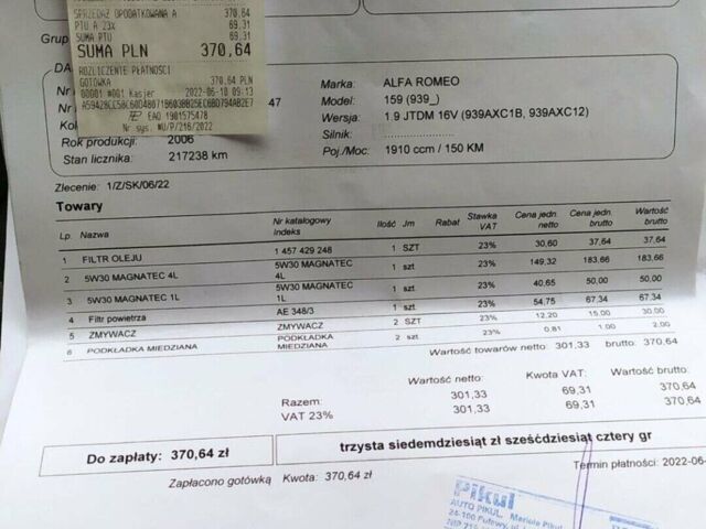 Черный Альфа Ромео 159, объемом двигателя 1.9 л и пробегом 240 тыс. км за 5300 $, фото 15 на Automoto.ua