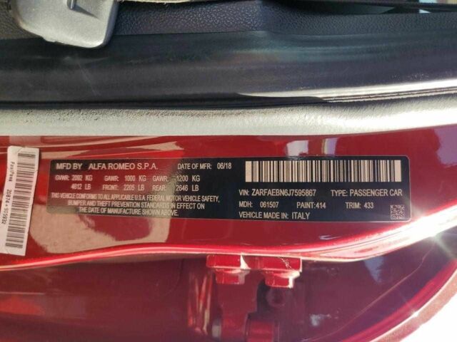 Красный Альфа Giulia, объемом двигателя 0 л и пробегом 134 тыс. км за 5600 $, фото 11 на Automoto.ua