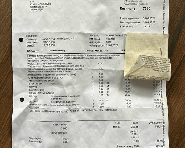 Синій Ауді А3, об'ємом двигуна 1.6 л та пробігом 234 тис. км за 7800 $, фото 35 на Automoto.ua