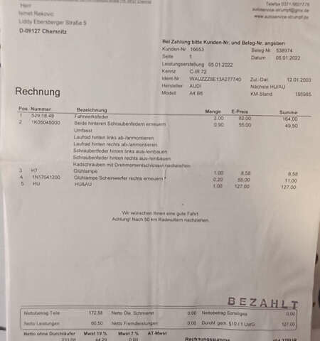 Сірий Ауді А4, об'ємом двигуна 1.6 л та пробігом 207 тис. км за 5999 $, фото 141 на Automoto.ua