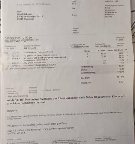 Серый Ауди А4, объемом двигателя 1.6 л и пробегом 207 тыс. км за 5999 $, фото 72 на Automoto.ua