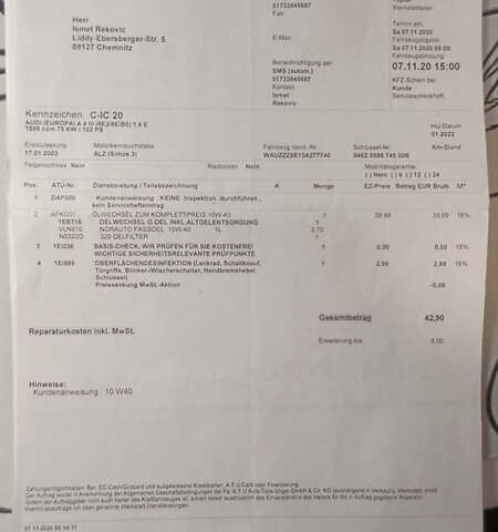 Сірий Ауді А4, об'ємом двигуна 1.6 л та пробігом 207 тис. км за 5999 $, фото 153 на Automoto.ua