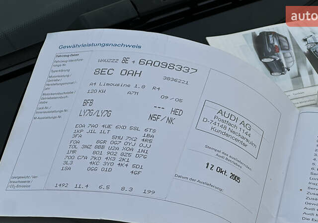 Сірий Ауді А4, об'ємом двигуна 1.8 л та пробігом 257 тис. км за 6799 $, фото 86 на Automoto.ua