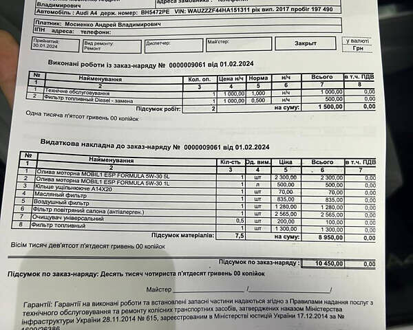 Ауди А4 2017 в Одессе на Automoto.ua Серый Ауди А4, объемом двигателя 3 л и пробегом 212 тыс. км за 22900 $, фото 42 на Automoto.ua
