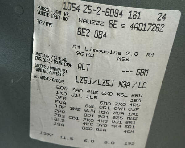 Синій Ауді А4, об'ємом двигуна 2 л та пробігом 188 тис. км за 5350 $, фото 49 на Automoto.ua
