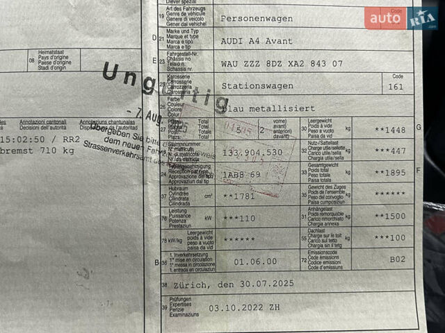 Синий Ауди А4, объемом двигателя 1.8 л и пробегом 193 тыс. км за 7777 $, фото 56 на Automoto.ua