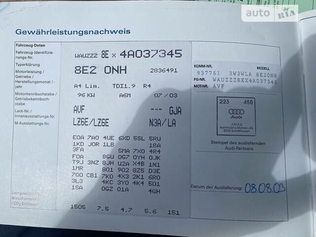 Зелений Ауді А4, об'ємом двигуна 1.9 л та пробігом 228 тис. км за 6500 $, фото 33 на Automoto.ua