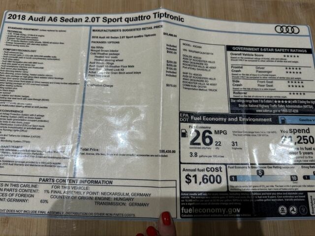 Белый Ауди А6, объемом двигателя 2 л и пробегом 95 тыс. км за 23000 $, фото 10 на Automoto.ua