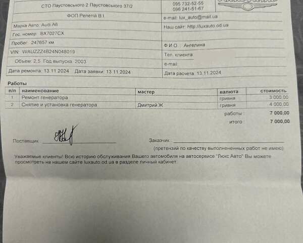 Черный Ауди А6, объемом двигателя 2.5 л и пробегом 257 тыс. км за 5600 $, фото 23 на Automoto.ua