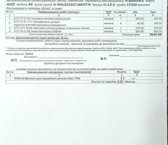 Серый Ауди А6, объемом двигателя 1.97 л и пробегом 140 тыс. км за 22500 $, фото 8 на Automoto.ua