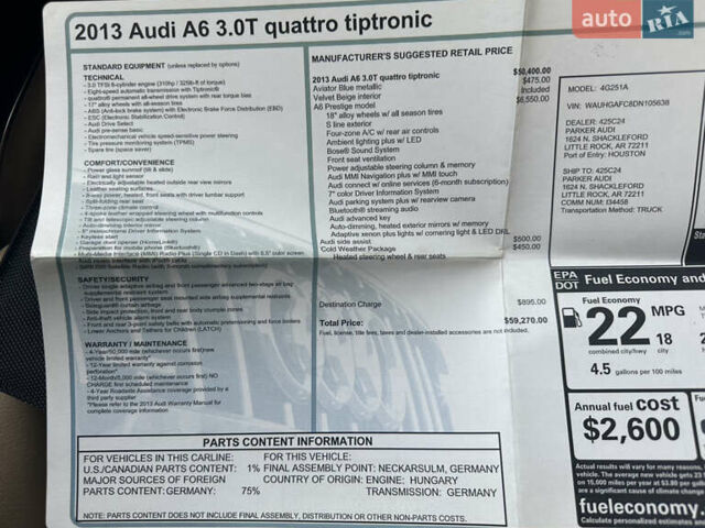 Синий Ауди А6, объемом двигателя 3 л и пробегом 115 тыс. км за 16900 $, фото 37 на Automoto.ua