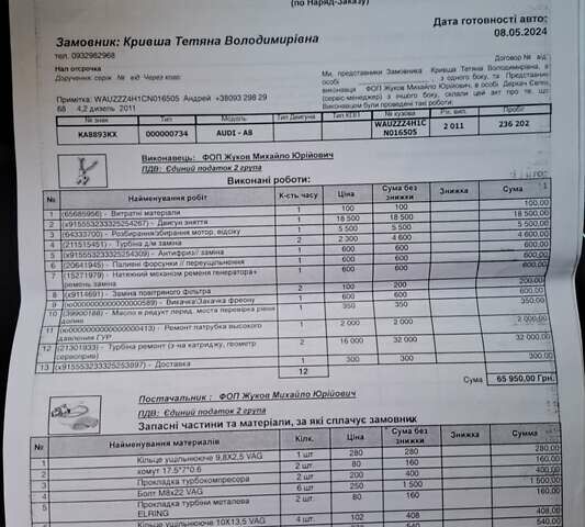 Черный Ауди А8, объемом двигателя 4.13 л и пробегом 254 тыс. км за 20900 $, фото 91 на Automoto.ua