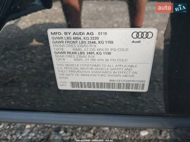 Черный Ауди Ку3, объемом двигателя 1.98 л и пробегом 126 тыс. км за 3400 $, фото 5 на Automoto.ua