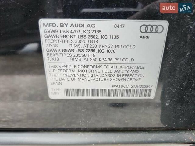 Ауди Ку3 2017 в Житомире на Automoto.ua Черный Ауди Ку3, объемом двигателя 2 л и пробегом 146 тыс. км за 3500 $, фото 12 на Automoto.ua