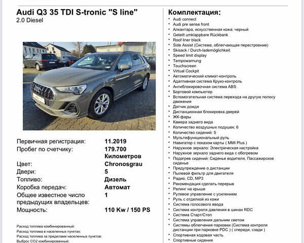 Сірий Ауді Ку3, об'ємом двигуна 2 л та пробігом 179 тис. км за 31500 $, фото 1 на Automoto.ua