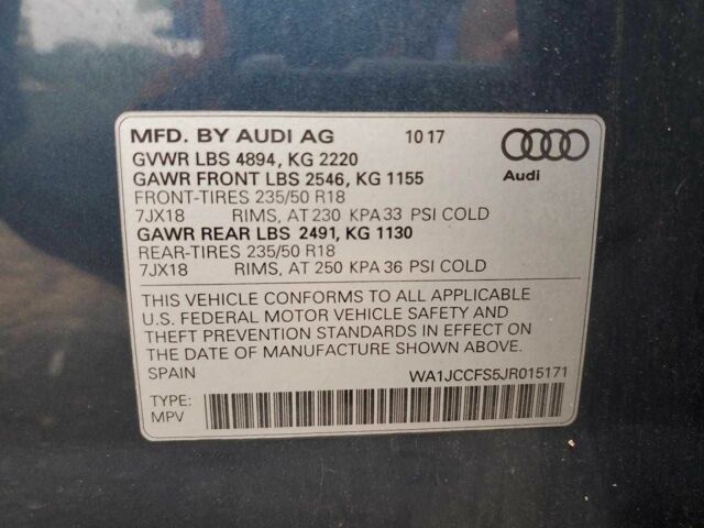 Синий Ауди Ку3, объемом двигателя 0 л и пробегом 46 тыс. км за 4100 $, фото 12 на Automoto.ua