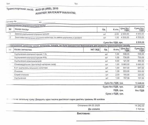Белый Ауди Ку 5, объемом двигателя 3.2 л и пробегом 245 тыс. км за 10900 $, фото 52 на Automoto.ua