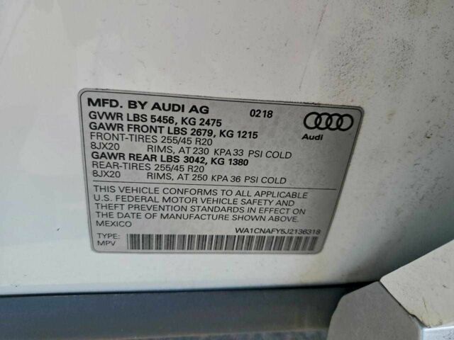 Білий Ауді Ку 5, об'ємом двигуна 2 л та пробігом 37 тис. км за 7300 $, фото 12 на Automoto.ua