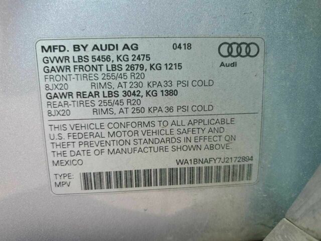 Сірий Ауді Ку 5, об'ємом двигуна 0 л та пробігом 54 тис. км за 6000 $, фото 12 на Automoto.ua