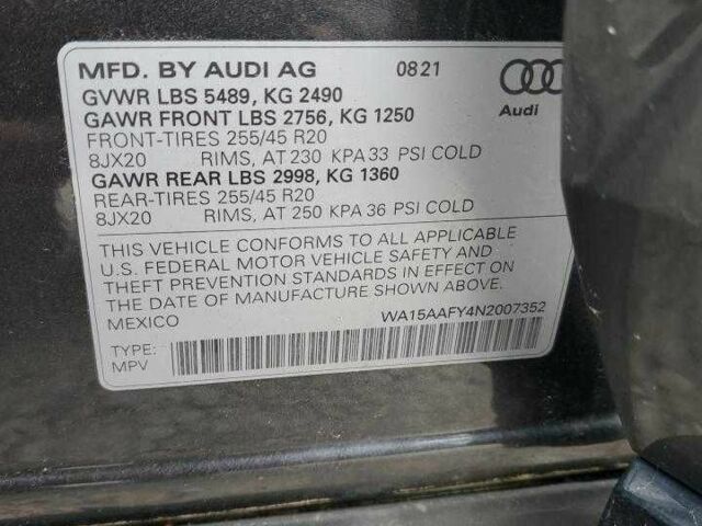 Серый Ауди Ку 5, объемом двигателя 2 л и пробегом 59 тыс. км за 19000 $, фото 13 на Automoto.ua