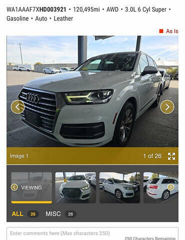 Білий Ауді Ку 7, об'ємом двигуна 3 л та пробігом 194 тис. км за 23700 $, фото 83 на Automoto.ua