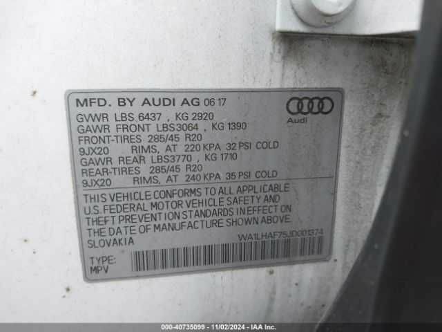 Белый Ауди Ку 7, объемом двигателя 0 л и пробегом 74 тыс. км за 8100 $, фото 8 на Automoto.ua