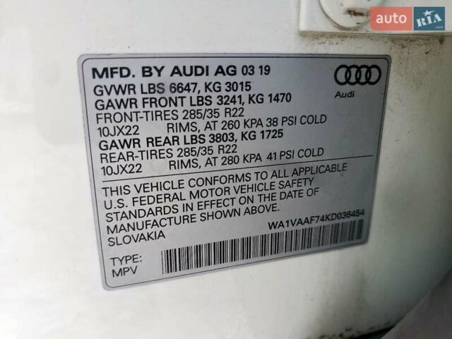 Ауди Ку 7 2019 в Львове на Automoto.ua Белый Ауди Ку 7, объемом двигателя 3 л и пробегом 71 тыс. км за 8000 $, фото 12 на Automoto.ua
