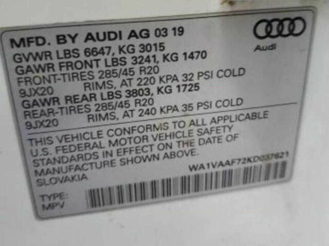 Білий Ауді Ку 7, об'ємом двигуна 0 л та пробігом 100 тис. км за 9800 $, фото 9 на Automoto.ua