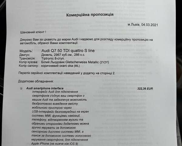 Білий Ауді Ку 7, об'ємом двигуна 2.97 л та пробігом 92 тис. км за 69462 $, фото 14 на Automoto.ua