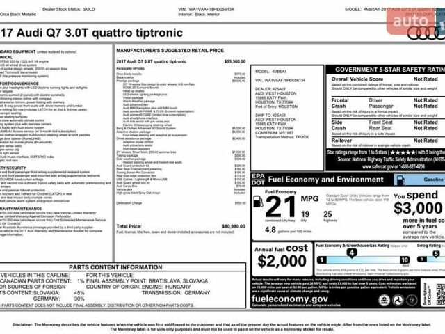 Черный Ауди Ку 7, объемом двигателя 3 л и пробегом 96 тыс. км за 38500 $, фото 12 на Automoto.ua