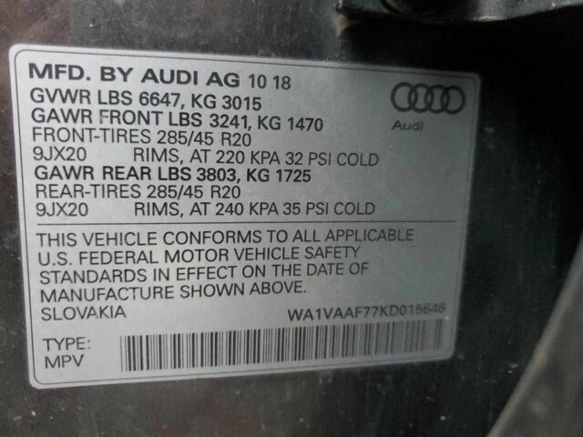 Сірий Ауді Ку 7, об'ємом двигуна 0 л та пробігом 90 тис. км за 8700 $, фото 13 на Automoto.ua