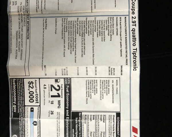 Черный Ауди РС5, объемом двигателя 2.89 л и пробегом 77 тыс. км за 45999 $, фото 15 на Automoto.ua