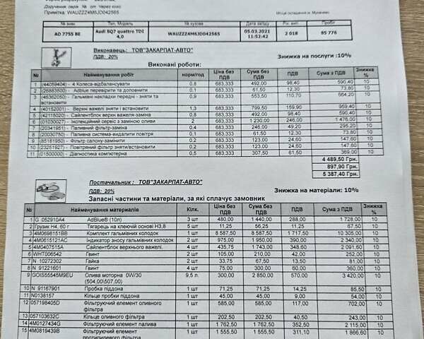 Чорний Ауді SQ7, об'ємом двигуна 3.96 л та пробігом 260 тис. км за 47000 $, фото 23 на Automoto.ua