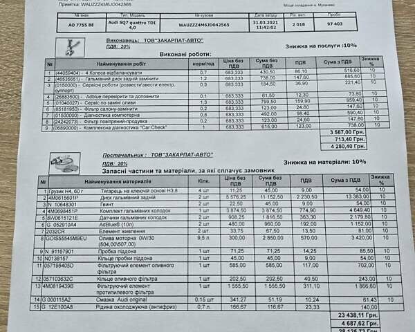 Чорний Ауді SQ7, об'ємом двигуна 3.96 л та пробігом 260 тис. км за 47000 $, фото 27 на Automoto.ua