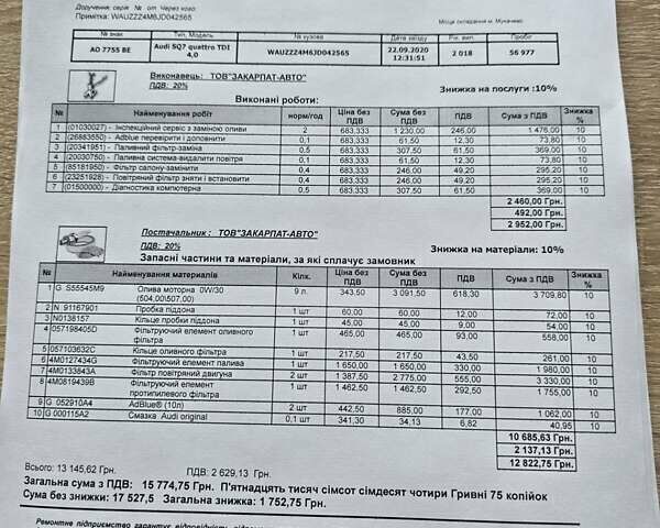 Чорний Ауді SQ7, об'ємом двигуна 3.96 л та пробігом 260 тис. км за 47000 $, фото 31 на Automoto.ua