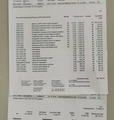 Синий Ауди SQ7, объемом двигателя 3.96 л и пробегом 220 тыс. км за 38000 $, фото 56 на Automoto.ua