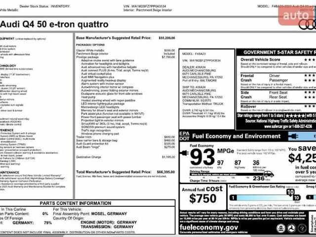 Білий Ауді Q4 e-tron, об'ємом двигуна 0 л та пробігом 16 тис. км за 31950 $, фото 63 на Automoto.ua