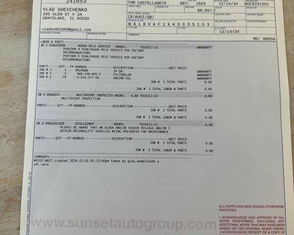 Черный Ауди Q8, объемом двигателя 3 л и пробегом 159 тыс. км за 50000 $, фото 24 на Automoto.ua