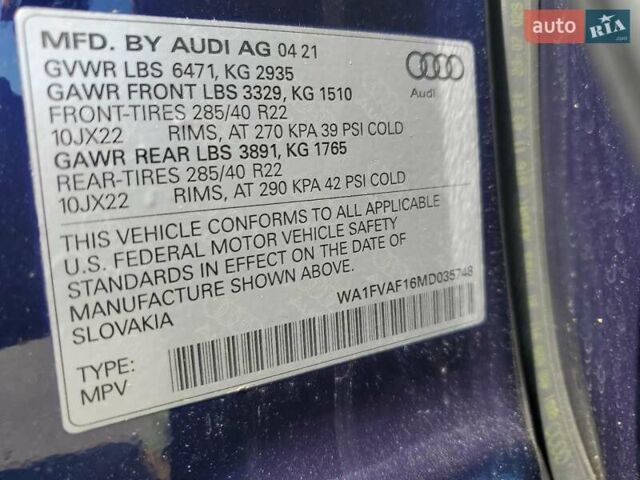 Синий Ауди Q8, объемом двигателя 3 л и пробегом 62 тыс. км за 25700 $, фото 12 на Automoto.ua