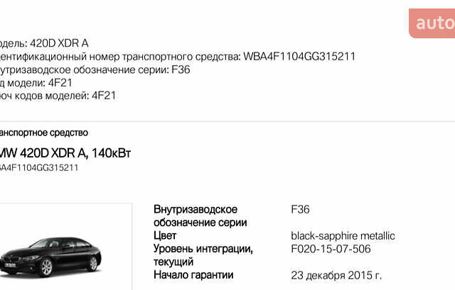 Черный БМВ 4 Серия, объемом двигателя 2 л и пробегом 137 тыс. км за 22700 $, фото 29 на Automoto.ua