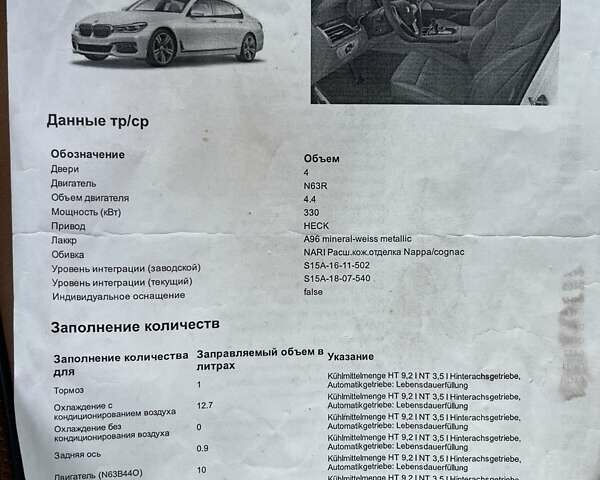 Белый БМВ 7 Серия, объемом двигателя 4.39 л и пробегом 130 тыс. км за 29888 $, фото 24 на Automoto.ua