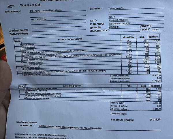 Сірий БМВ 7 Серія, об'ємом двигуна 2.99 л та пробігом 238 тис. км за 17500 $, фото 26 на Automoto.ua