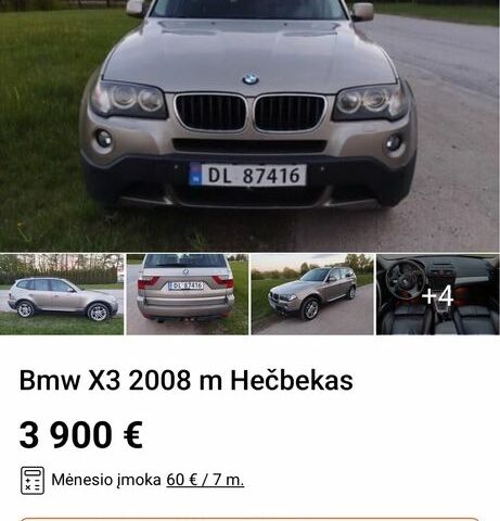 Бежевый БМВ Х3, объемом двигателя 2 л и пробегом 257 тыс. км за 6493 $, фото 6 на Automoto.ua