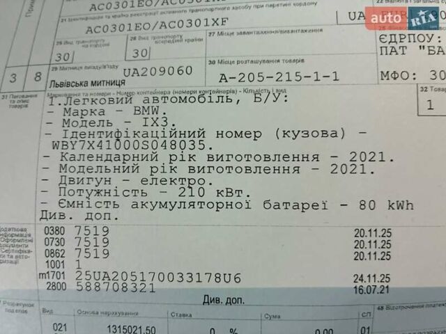 Чорний БМВ iX3, об'ємом двигуна 0 л та пробігом 147 тис. км за 29000 $, фото 33 на Automoto.ua