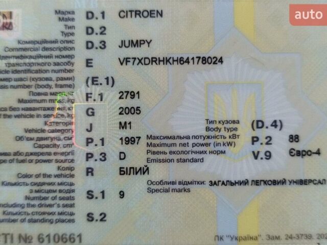 Белый Ситроен Jumpy, объемом двигателя 2 л и пробегом 315 тыс. км за 4900 $, фото 18 на Automoto.ua