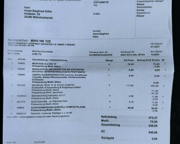 Серый Дачия Sandero StepWay, объемом двигателя 1.6 л и пробегом 141 тыс. км за 6200 $, фото 116 на Automoto.ua