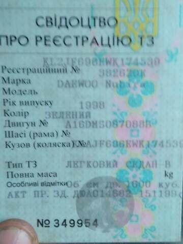Зеленый Дэу Нубира, объемом двигателя 1.6 л и пробегом 111 тыс. км за 800 $, фото 6 на Automoto.ua